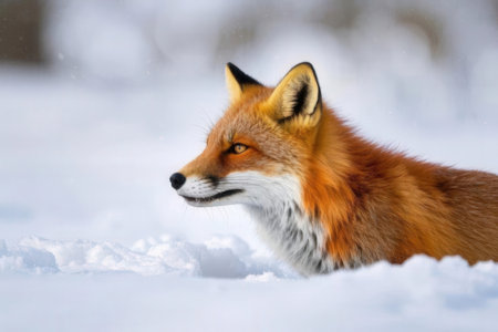 Red fox (Vulpes vulpes) in the snow.の素材