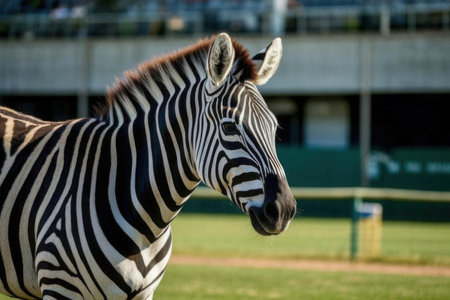 Close up of a zebra in a zoo, South Africa.の素材