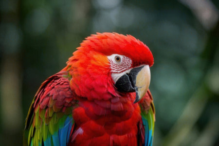 beautiful Scarlet macaw in the wild, closeup of photoの素材