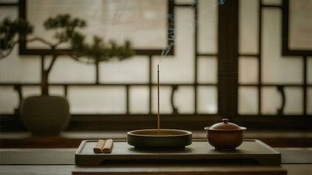 Japanese tea ceremony in a japanese house. Tea ceremony.の素材