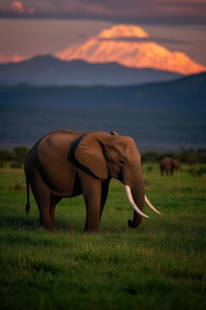 Elephant in Amboseli National Park, Kenya, Africa.の素材