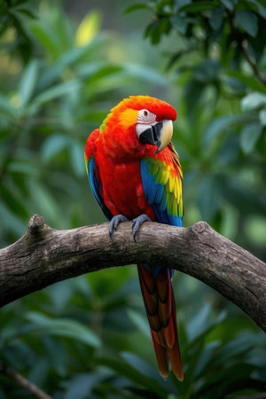 Scarlet macaw (Ara ararauna) on a branchの素材
