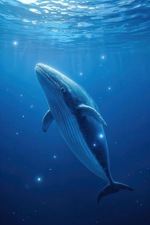 Humpback whale in the deep blue ocean. Marine life.の素材