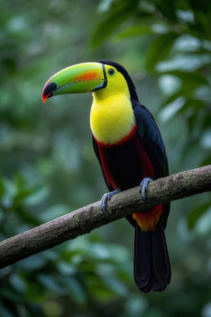 Toucan sitting on a branch in the rainforest of Costa Ricaの素材