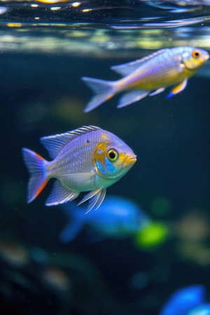 Tropical fish swimming in the aquarium. Underwater world.の素材