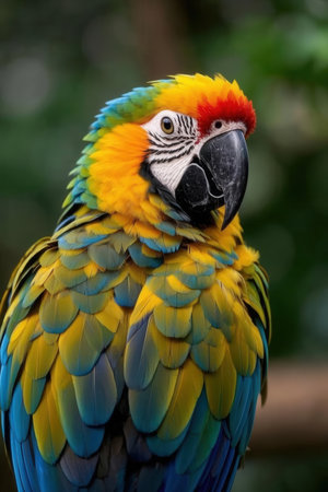 Beautiful macaw parrot in the nature, close-upの素材