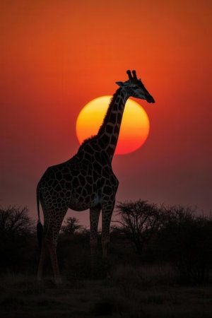 Giraffe at sunset in Kruger National Park, South Africaの素材