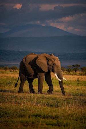 Elephant in Serengeti National Park, Tanzania, Africaの素材
