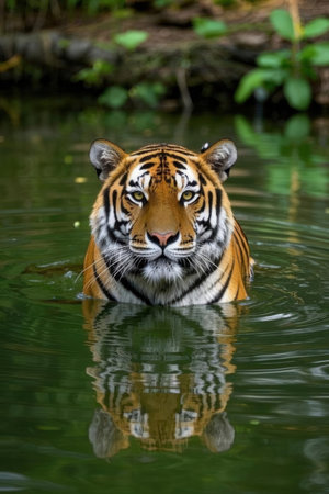 Sumatran Tiger in the water, Panthera tigris altaicaの素材