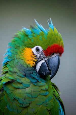 Beautiful macaw parrot close-up. Animal portrait.の素材