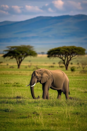 Elephant in Amboseli National Park, Kenya, Africa.の素材