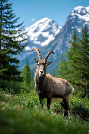 Barbary sheep (Capra ibex) in the Alpsの素材