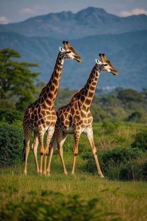 Giraffes in the Okavango Delta - Moremi National Park in Botswanaの素材