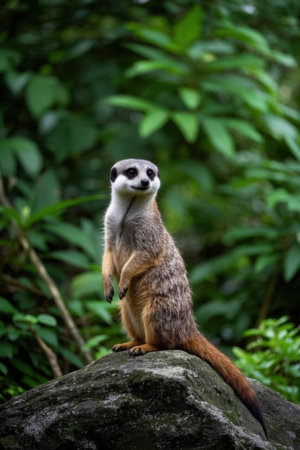 Meerkat (Suricata suricatta) on a rockの素材
