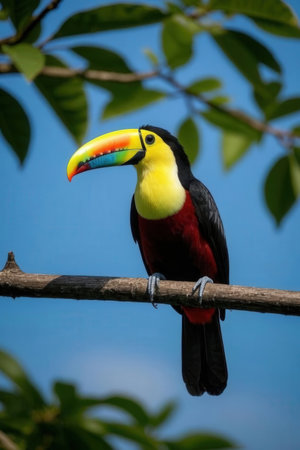 Toucan - Ramphastos toco sitting on a branchの素材