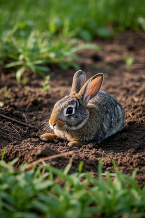 Cottontail rabbit (Oryctolagus cuniculus)の素材