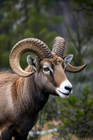 Barbary sheep (Ovis orientalis) in Yellowstone National Parkの素材