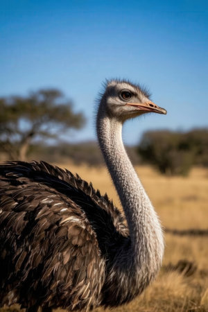 Ostrich in the Okavango Delta - Moremi National Park in Botswanaの素材