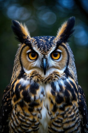 Portrait of a beautiful eagle owl (Bubo bubo)の素材