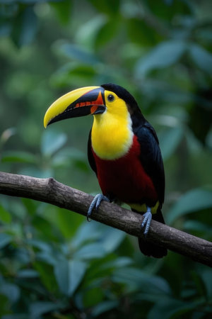 Toucan, Ramphastos toco, single bird on branch, Brazilの素材
