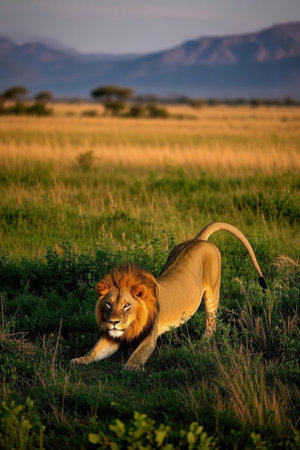 Lion in the Okavango Delta - Moremi National Park in Botswanaの素材