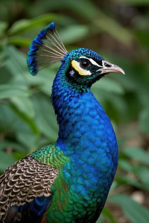 Portrait of a peacock, close-up, side viewの素材