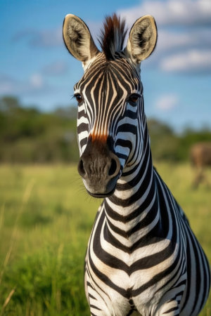 Plains zebra in the Moremi Game Reserve (Okavango River Delta), National Park, Botswanaの素材