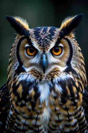 Portrait of an owl with a blurred background. Shallow depth of field.の素材