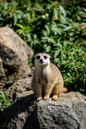 Meerkat (Suricata suricatta) on a rockの素材