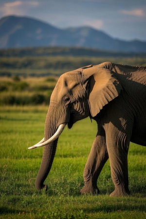 Elephant in the Amboseli National Park, Kenya, Africaの素材