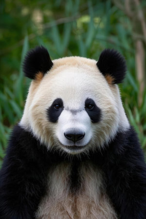 Portrait of a giant panda bear in the zoo, Thailand.の素材