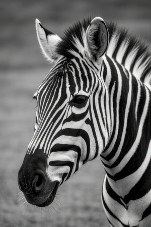 Portrait of a zebra in the savanna of Africa.の素材