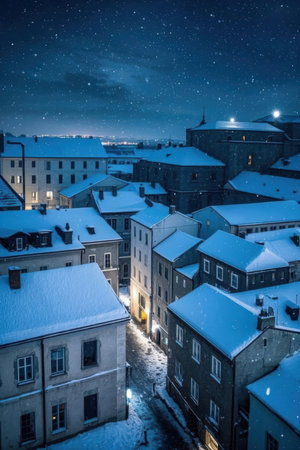 Night view of the old city of Salzburg, Austria.の素材