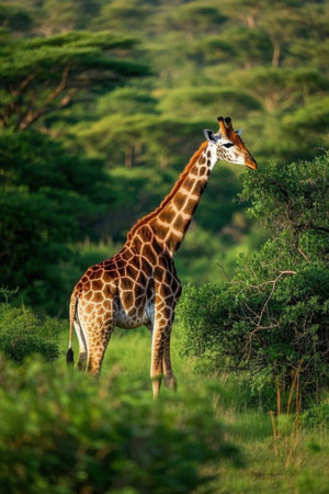 Giraffe in the Moremi Game Reserve (Okavango River Delta), National Park, Botswanaの素材