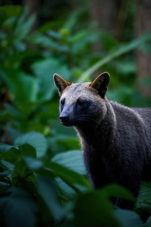 Close-up of a raccoon in the jungle of Costa Ricaの素材