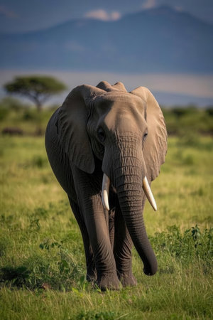 Elephant in Amboseli National Park, Kenya, Africa.の素材