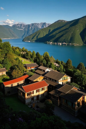 Beautiful view of Lake Como, Italy, Lombardy.の素材