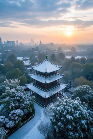 Aerial view of the ancient Chinese architecture in Beijing, China.の素材