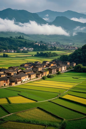 Rice terraces in Yunnan, China. Yunnan is one of the most beautiful villages in the world.の素材