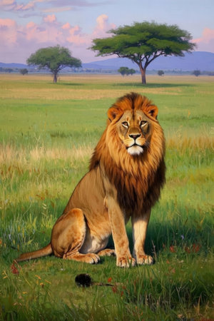 Lion in Serengeti National Park, Tanzania, Africaの素材