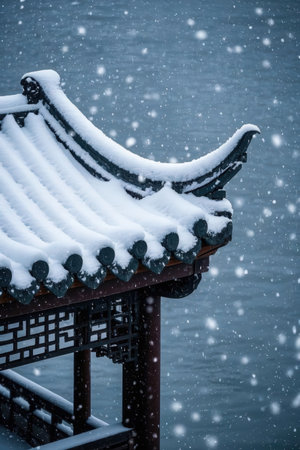 Snowfall at Gyeongbokgung Palace in Seoul, South Koreaの素材