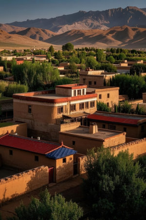 Aerial view of the town of Ouarzazate, Moroccoの素材