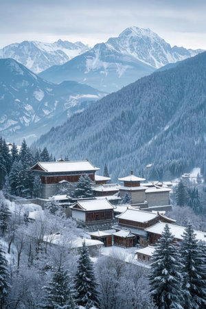 Winter in the swiss alps (Braunwald, Switzerland)の素材
