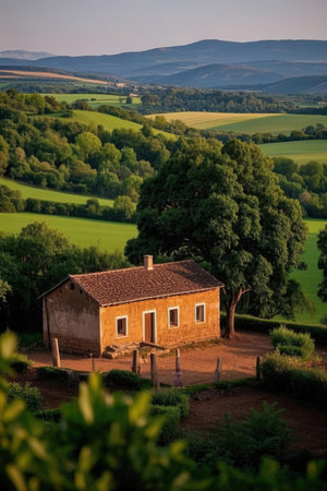 Lonely house in the countryside of Tuscany, Italyの素材