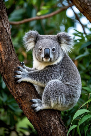 Koala in a tree in Australia, Eucalyptusの素材