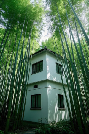 Bamboo grove in the park, Kyoto, Japan. Vertical shot.の素材