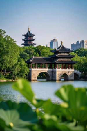 Beautiful view of the ancient Chinese architecture in Beijing, China.の素材