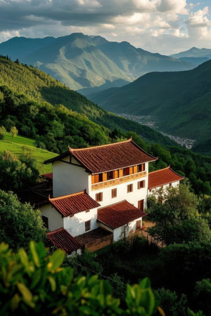 Old house on the top of the mountain. Tuscany, Italyの素材