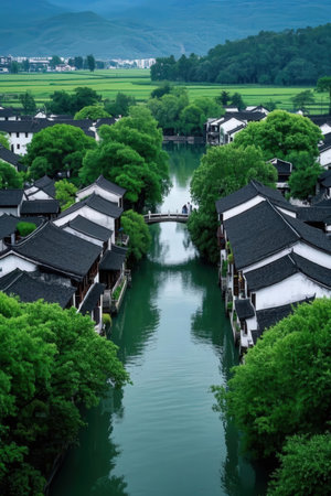 Wuzhen in Zhejiang, China. Zhejiang is the capital and largest city of the Qing Dynasty.の素材