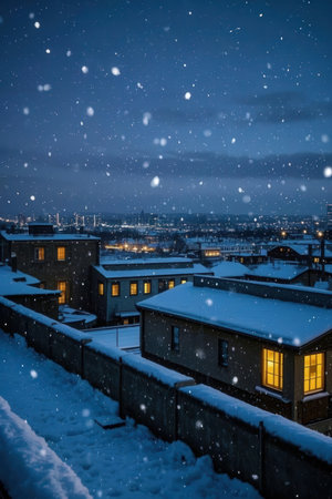 Night view of the city of Tallinn, Estonia in winter.の素材